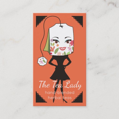 Custom color lady face tea bag blended teas business card