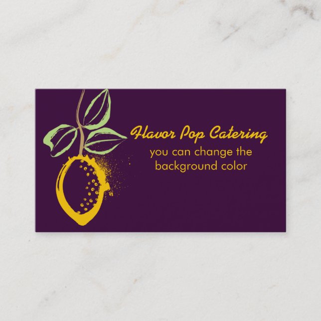 custom color lemon branch baking cooking catering business card (Front)