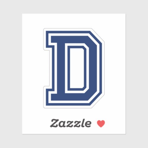 Custom color letter D sporty college font alphabet Sticker