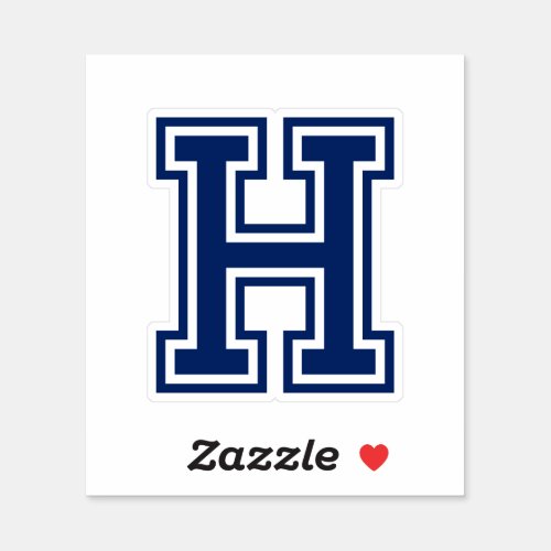 Custom color letter H sporty college font alphabet Sticker