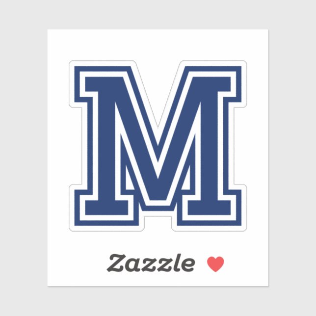 Custom color letter M sporty college font alphabet Sticker (Sheet)