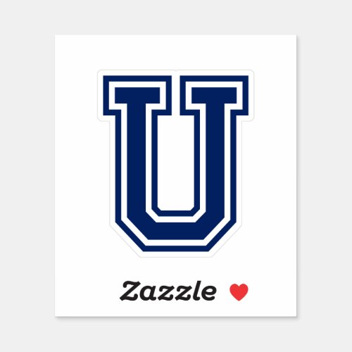 Custom color letter U sporty college font alphabet Sticker