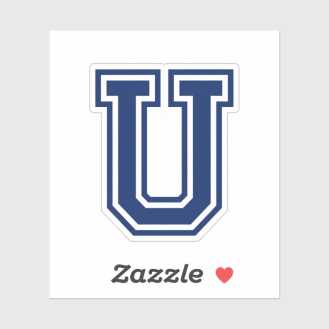 Custom color letter U sporty college font alphabet Sticker (Sheet)