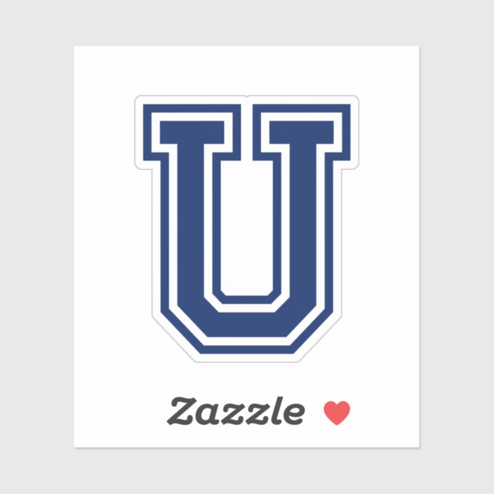 Custom Color Letter U Sporty College Font Alphabet Sticker Zazzle Com