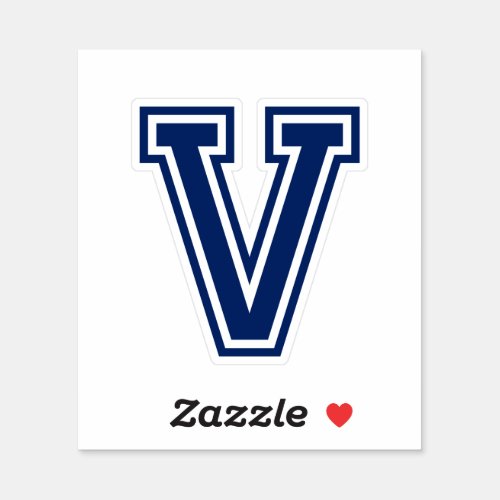 Custom color letter V sporty college font alphabet Sticker