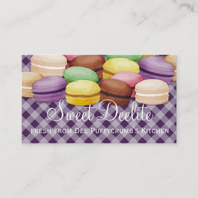 Custom color macaroon meringue cookies bakery business card (Front)
