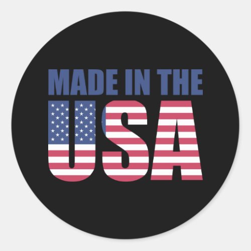 Custom Color Made in USA American Flag Classic Round Sticker