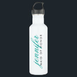 Custom Color Maid of Honor Water Bottle<br><div class="desc">Keep your maid of honor or bridesmaids hydrated on the big day with our custom water bottles! Personalize with your maid of honor's name in summery turquoise aqua script, then click "Customize It" to change colors, adjust font size, or reposition elements. Choose a different color for each bridesmaid to match...</div>