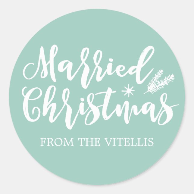 Custom Color Married Christmas Stickers (Front)