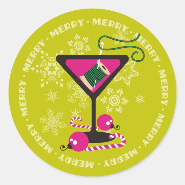 custom color martini sewing thread Christmas label (Front)