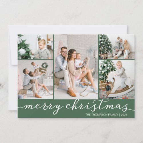 Custom Color Merry Christmas Photo Card Five Photo