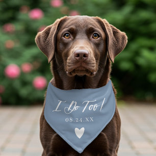 Custom Color Minimal Little Heart I Do Too Wedding Pet Bandana Collar