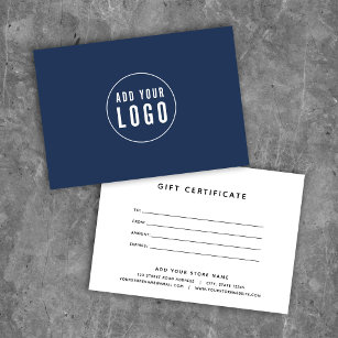 Custom Color Modern Add Logo Gift Certificate