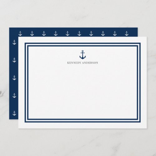 Custom Color Modern Classic Anchor Personalized Note Card