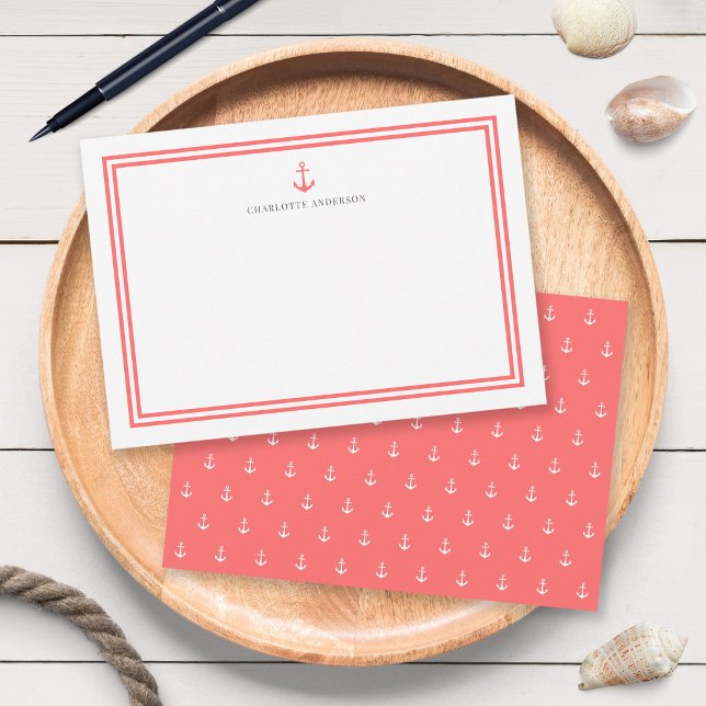 Custom Color Modern Classic Anchor Personalized Note Card (Creator Uploaded)