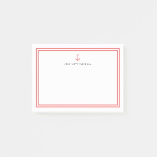 Custom Color Modern Classic Anchor Personalized Post_it Notes