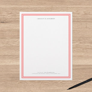 Custom Color Modern Classic Borders Personalized Letterhead
