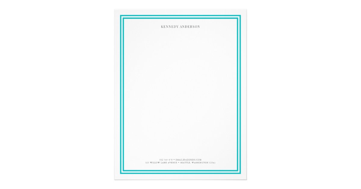 Custom Color Modern Classic Borders Personalized Letterhead | Zazzle.com