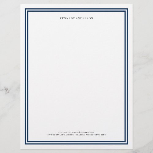 Custom Color Modern Classic Borders Personalized Letterhead