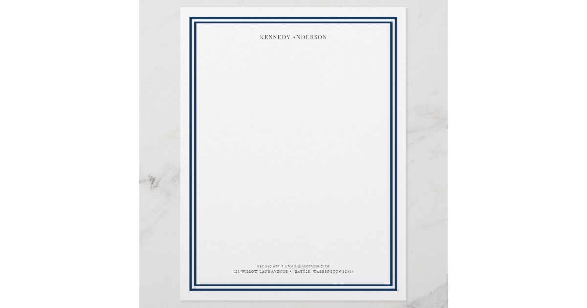 Custom Color Modern Classic Borders Personalized Letterhead | Zazzle