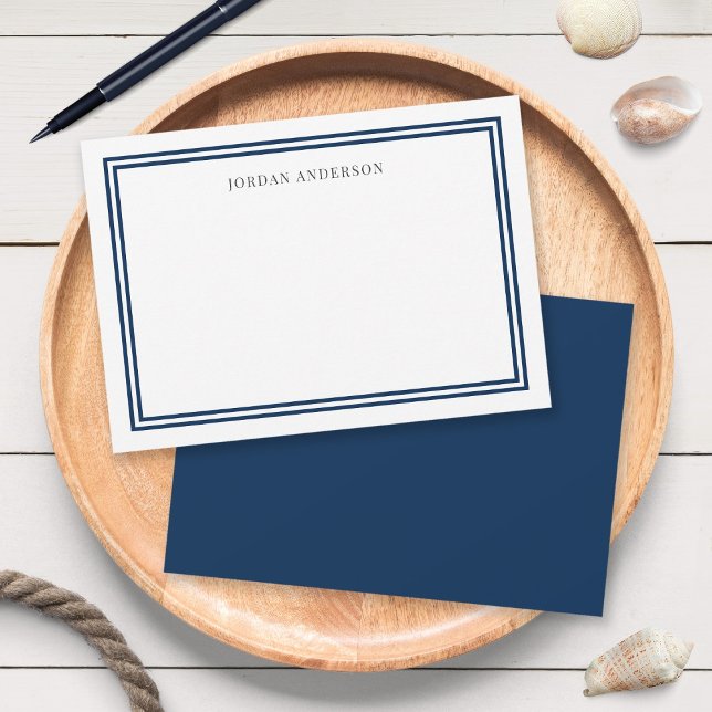 Custom Color Modern Classic Borders Personalized Note Card (Creator Uploaded)