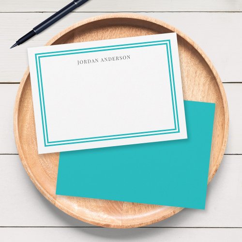 Custom Color Modern Classic Borders Personalized Note Card