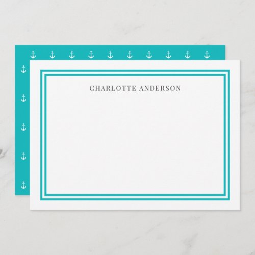 Custom Color Modern Classic Borders White Anchor N Note Card