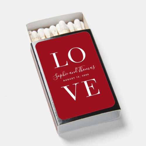 Custom Color Modern Elegant Love Wedding Matchboxes