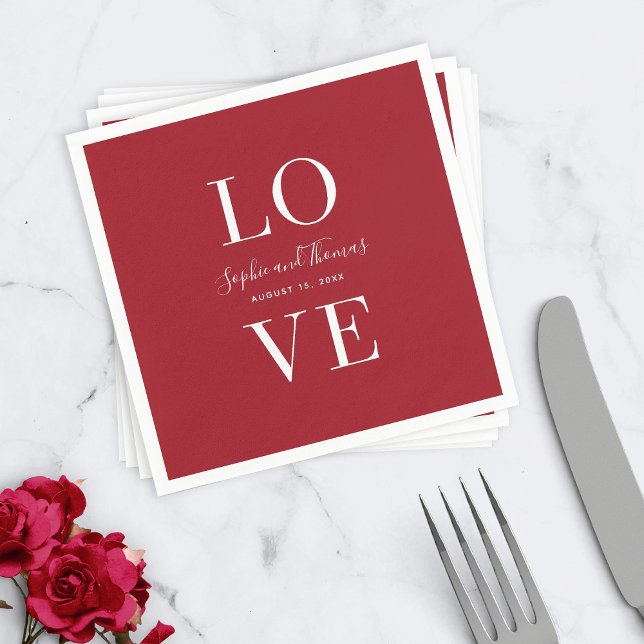 Custom Color Modern Elegant Love Wedding Napkins (Creator Uploaded)