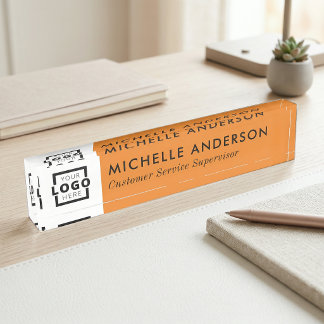 Custom Color Modern Minimalist Business Logo Desk Name Plate