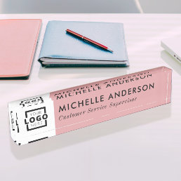 Custom Color Modern Minimalist Business Logo Desk Name Plate
