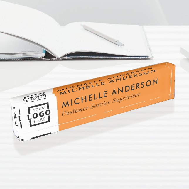 Custom Color Modern Minimalist Business Logo Desk Name Plate (Creator Uploaded)