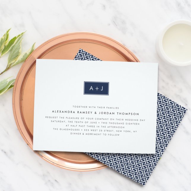Custom Color Modern Monogram Wedding Invitation (Creator Uploaded)