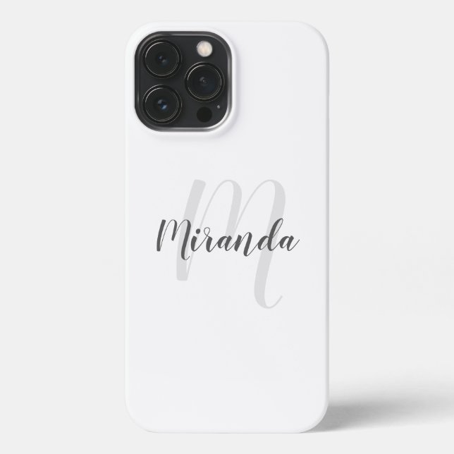 Custom Color Modern Personalized Monogram and Name iPhone Case (Back)