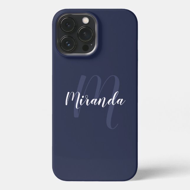 Custom Color Modern Personalized Monogram and Name iPhone Case (Back)