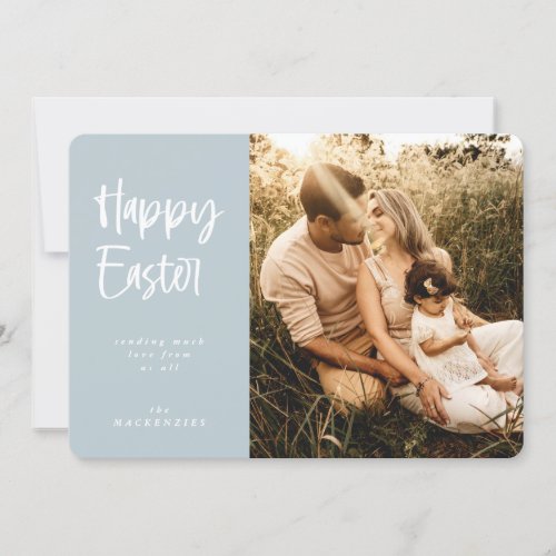 Custom Color Modern Script Happy Easter Photo Holiday Card