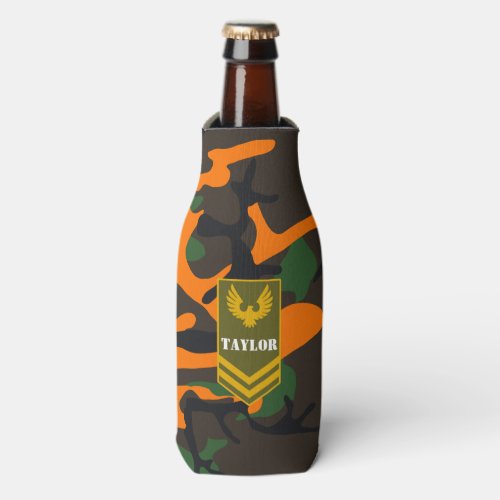 Custom COLOR  monogram army military camouflage Bottle Cooler