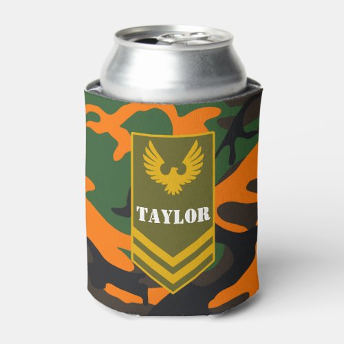 Custom COLOR  monogram army military camouflage Can Cooler