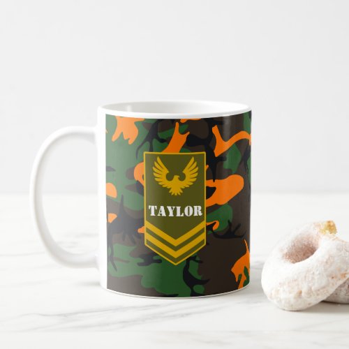 Custom COLOR  monogram army military camouflage Coffee Mug