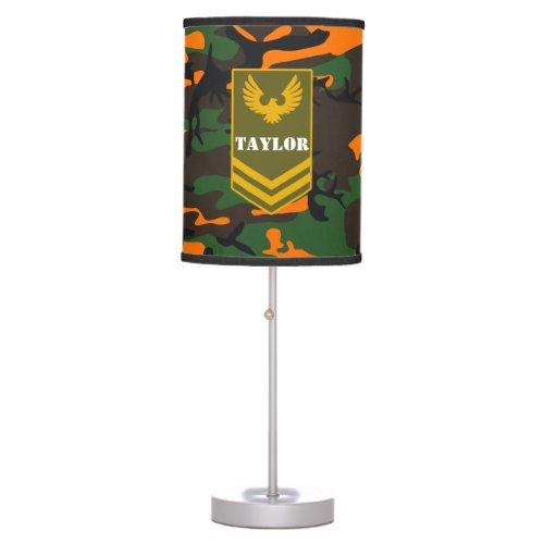 Custom COLOR  monogram army military camouflage Table Lamp
