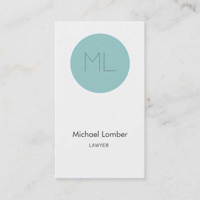 Custom Color Monogram Circle Modern Business Card (Front)