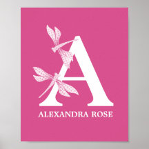 Custom Color Monogram Floral Letter A Nursery