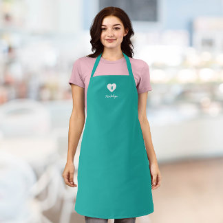 Custom Color Monogram Heart Modern Script Apron