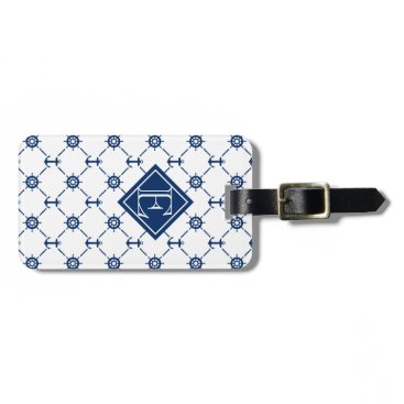 Custom color & monogram, nautical diamond pattern: bag tag Custom color & monogram, nautical diamond pattern: bag tag