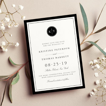 Custom Color Monogram Save The Date Card by RedwoodAndVine at Zazzle