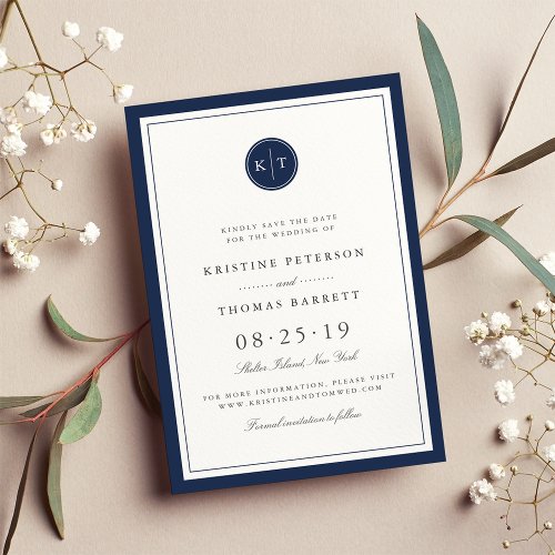 Custom Color Monogram Save the Date Card