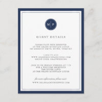 Custom Color Monogram Wedding Details Card