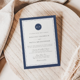 Custom Color Monogram Wedding Invitation