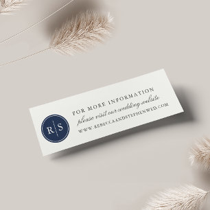 Custom Color Monogram Wedding Website Cards
