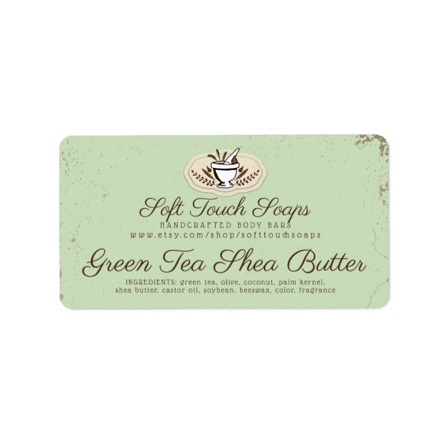 Custom color mortar pestle handmade soap labels (Front)